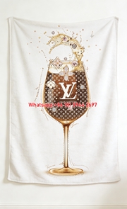 LV Champagne Glass Art Blanket Monogram Wine Glass Blanket 071